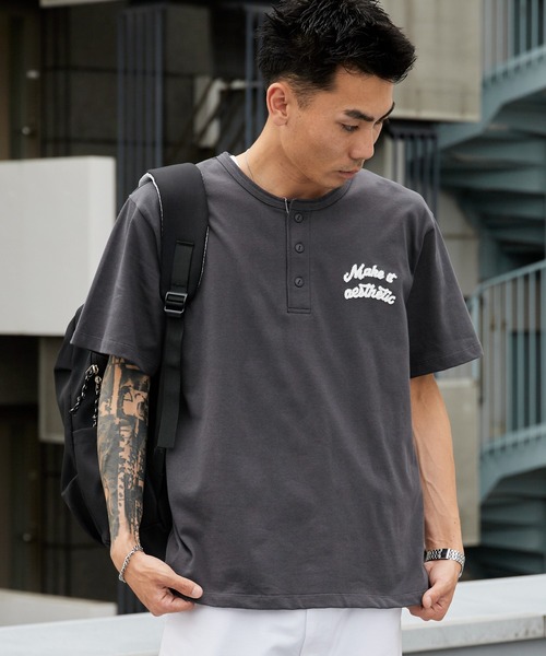 ROOPTOKYO(ループトウキョウ)の「ドライコットンヘンリーネックT 吸水速乾 2026年春夏(Tシャツ/カットソー・メンズ・ホワイト/ブラック/チャコールグレー・M/L)」の1枚目の写真