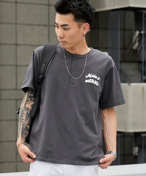 ROOPTOKYO(ループトウキョウ)の「ドライコットンヘンリーネックT 吸水速乾 2026年春夏(Tシャツ/カットソー・メンズ・ホワイト/ブラック/チャコールグレー・M/L)」の21枚目の写真