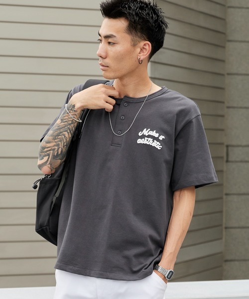 ROOPTOKYO(ループトウキョウ)の「ドライコットンヘンリーネックT 吸水速乾 2026年春夏(Tシャツ/カットソー・メンズ・ホワイト/ブラック/チャコールグレー・M/L)」の22枚目の写真