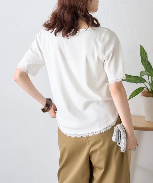 CIAOPANIC TYPY(チャオパニックティピー)の「袖裾レースリブTee(Tシャツ/カットソー・レディース・ブラウン/チャコールグレー/オフホワイト/イエロー・ONE SIZE)」の9枚目の写真