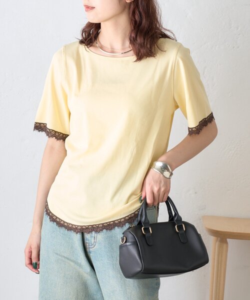 CIAOPANIC TYPY(チャオパニックティピー)の「袖裾レースリブTee(Tシャツ/カットソー・レディース・ブラウン/チャコールグレー/オフホワイト/イエロー・ONE SIZE)」の21枚目の写真