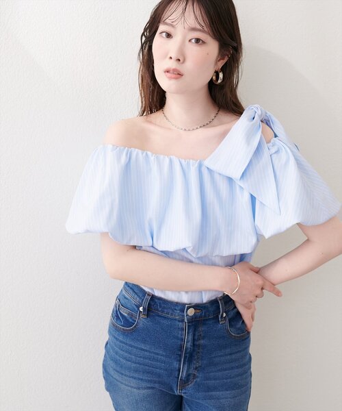 natural couture（ナチュラルクチュール）の「〈mizukoto〉マルチWAYオフショルバルーンTOPS（シャツ/ブラウス・レディース・ラベンダー/その他1/オフホワイト/ブラック/ネイビー・FREE）」の6枚目の写真