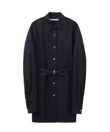 COTTON SATIN OVERSIZED BELTED SHIRT