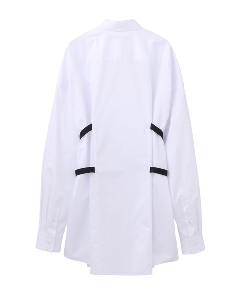 JOHN LAWRENCE SULLIVAN（ジョンローレンスサリバン）の「COTTON SATIN OVERSIZED BELTED SHIRT（シャツ/ブラウス・レディース・ブラック/ピンク/ホワイト・SMALL）」の4枚目の写真