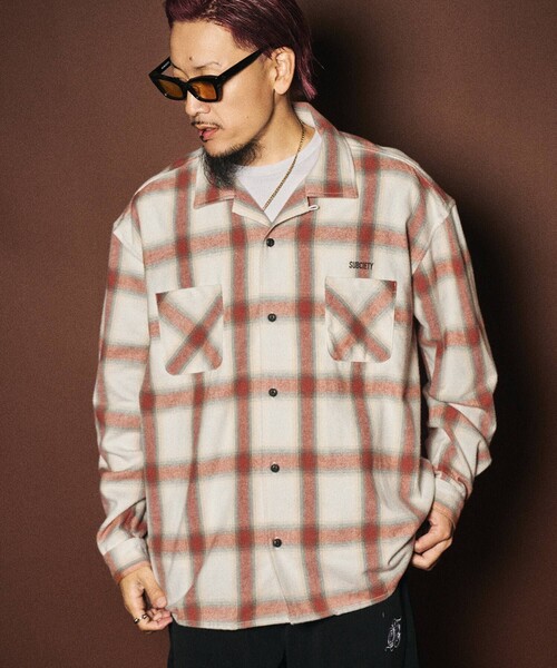 Subciety(サブサエティ)の「Bleach check shirt(シャツ/ブラウス・メンズ・ホワイト/ブラウン・X-LARGE/SMALL/MEDIUM/LARGE)」の4枚目の写真