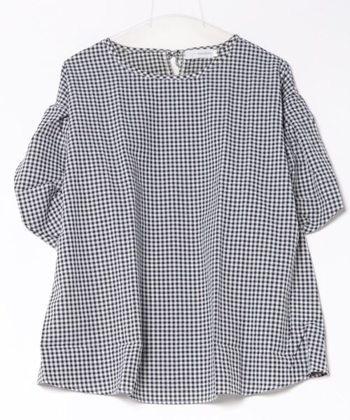 Wonder apartment SELECT(ワンダーアパートメントセレクト)の「【5色展開】パフスリーブバックリボンブラウス(シャツ/ブラウス・レディース・ブラック/ホワイト/チェック/グレー/ベージュ・M)」の5枚目の写真