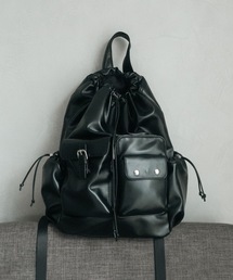 【UNISEX】Faux leather metallic backpack / フェイクレザーメタリックリュックサック