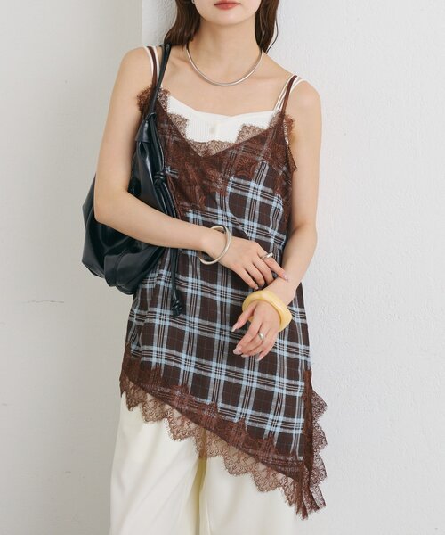 mystic(ミスティック)の「【レイヤードスタイルに◎】チェックヘムキャミチュニック(シャツ/ブラウス・レディース・ブラウン/ブラック・FREE)」の15枚目の写真