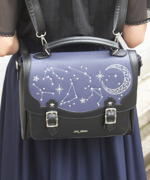 axes femme(アクシーズファム)の「月星箔押しフラップサッチェル(ショルダーバッグ・レディース・ブラック/ネイビー・FREE)」の2枚目の写真