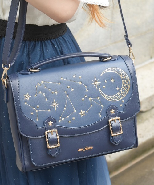 axes femme(アクシーズファム)の「月星箔押しフラップサッチェル(ショルダーバッグ・レディース・ブラック/ネイビー・FREE)」の3枚目の写真