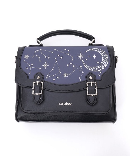 axes femme(アクシーズファム)の「月星箔押しフラップサッチェル(ショルダーバッグ・レディース・ブラック/ネイビー・FREE)」の6枚目の写真