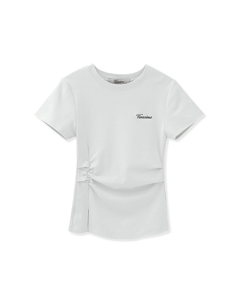 Vivacious(ビバシャス)の「ロイタックシャーリングT_4Colors(Tシャツ/カットソー・レディース・ブラック/チャコール/ブルーグレー/ホワイト・SMALL/MEDIUM)」の2枚目の写真