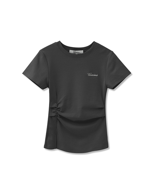 Vivacious(ビバシャス)の「ロイタックシャーリングT_4Colors(Tシャツ/カットソー・レディース・ブラック/チャコール/ブルーグレー/ホワイト・SMALL/MEDIUM)」の4枚目の写真