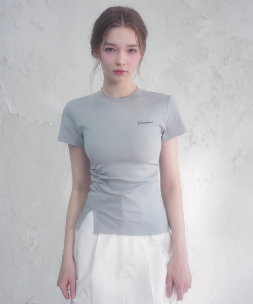 Vivacious(ビバシャス)の「ロイタックシャーリングT_4Colors(Tシャツ/カットソー・レディース・ブラック/チャコール/ブルーグレー/ホワイト・SMALL/MEDIUM)」の5枚目の写真
