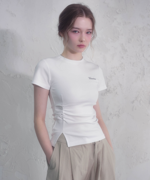 Vivacious(ビバシャス)の「ロイタックシャーリングT_4Colors(Tシャツ/カットソー・レディース・ブラック/チャコール/ブルーグレー/ホワイト・SMALL/MEDIUM)」の6枚目の写真