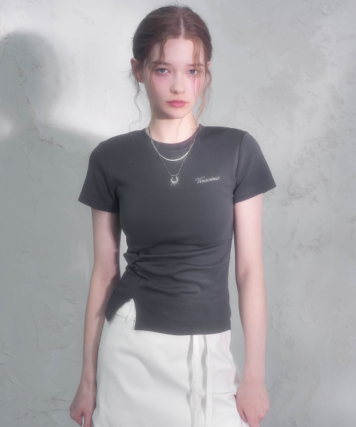 Vivacious(ビバシャス)の「ロイタックシャーリングT_4Colors(Tシャツ/カットソー・レディース・ブラック/チャコール/ブルーグレー/ホワイト・SMALL/MEDIUM)」の7枚目の写真