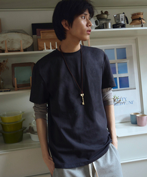 WOOALONG | Basic cotton regular t-shirts -CHARCOAL(Tシャツ/カットソー)
