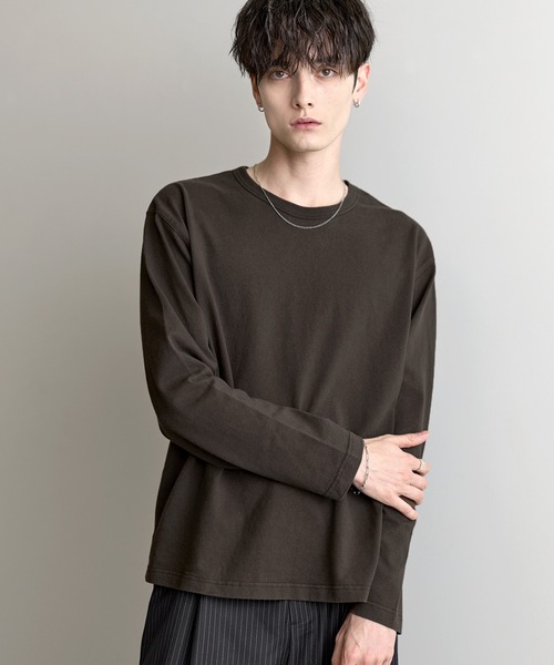 ASTRONOMY(アストロノミー)の「Compact Cotton Crew&U-Neck L/S Tee(Tシャツ/カットソー・メンズ・ブラウン系/ブラウン/グレー系/ブラック系/ブラック/ホワイト/チャコール/ホワイト系・XL/S/L/M)」の7枚目の写真