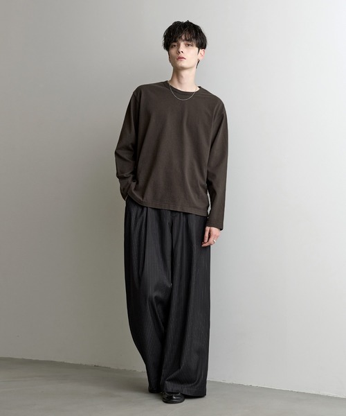 ASTRONOMY(アストロノミー)の「Compact Cotton Crew&U-Neck L/S Tee(Tシャツ/カットソー・メンズ・ブラウン系/ブラウン/グレー系/ブラック系/ブラック/ホワイト/チャコール/ホワイト系・XL/S/L/M)」の20枚目の写真