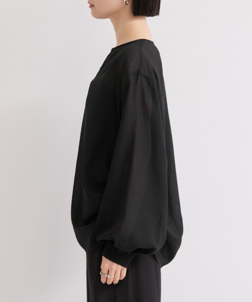 le cercle ADAM ET ROPE'（ルセルクルアダムエロペ）の「サイドギャザーシアーシャツ（シャツ/ブラウス・レディース・サックスブルー/ブラック/ホワイト・FREE）」の15枚目の写真