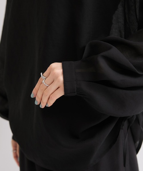 le cercle ADAM ET ROPE'（ルセルクルアダムエロペ）の「サイドギャザーシアーシャツ（シャツ/ブラウス・レディース・サックスブルー/ブラック/ホワイト・FREE）」の19枚目の写真