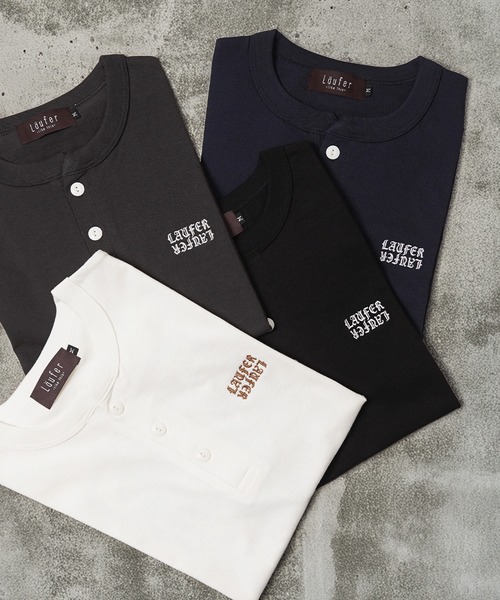 Laufer(ロイファー)の「【Laufer】ボトルラベル クロップド ヘンリーネックTシャツ / バックプリント&胸刺繍 ユニセックス(Tシャツ/カットソー・メンズ・ネイビー/ナチュラル/ブラック/スミクロ・M/S/L)」の5枚目の写真
