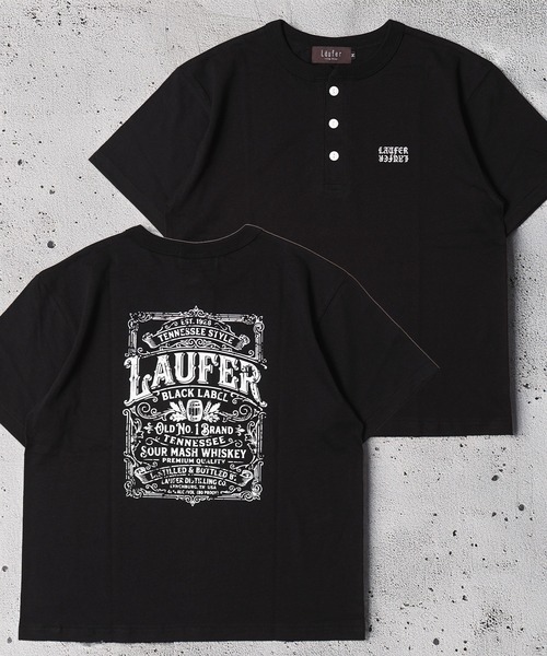 Laufer(ロイファー)の「【Laufer】ボトルラベル クロップド ヘンリーネックTシャツ / バックプリント&胸刺繍 ユニセックス(Tシャツ/カットソー・メンズ・ネイビー/ナチュラル/ブラック/スミクロ・M/S/L)」の7枚目の写真