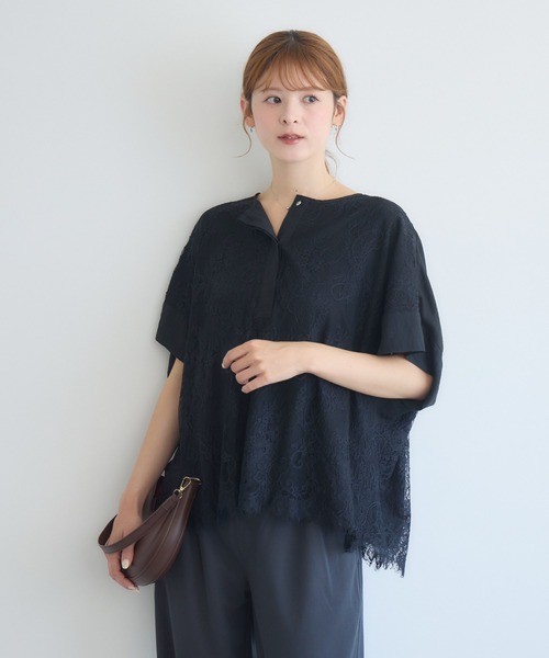 KATHARINE ROSS(キャサリンロス)の「レース切替チュニックブラウス(シャツ/ブラウス・レディース・ブラック/オフホワイト・FREE)」の2枚目の写真