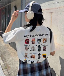 ☆たくさんネコミーム 胸元ワンポイントロゴ刺繍Tシャツ【UNISEX ITEM】