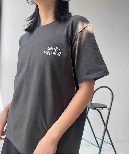 AS KNOW AS plus（アズノゥアズプラス）の「☆たくさんネコミーム 胸元ワンポイントロゴ刺繍Tシャツ【UNISEX ITEM】（Tシャツ/カットソー・レディース・ライトピンク/スミクロ/オフホワイト・FREE）」の17枚目の写真
