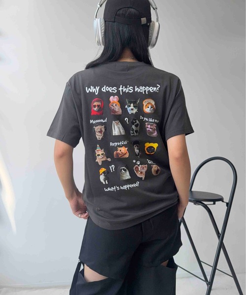 AS KNOW AS plus（アズノゥアズプラス）の「☆たくさんネコミーム 胸元ワンポイントロゴ刺繍Tシャツ【UNISEX ITEM】（Tシャツ/カットソー・レディース・ライトピンク/スミクロ/オフホワイト・FREE）」の18枚目の写真