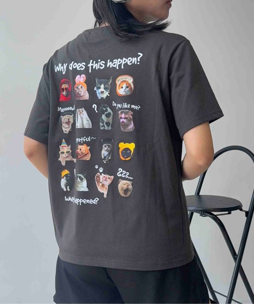 AS KNOW AS plus（アズノゥアズプラス）の「☆たくさんネコミーム 胸元ワンポイントロゴ刺繍Tシャツ【UNISEX ITEM】（Tシャツ/カットソー・レディース・ライトピンク/スミクロ/オフホワイト・FREE）」の21枚目の写真