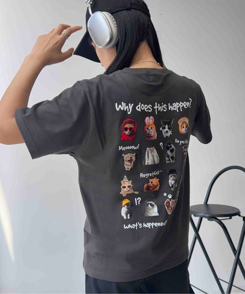 AS KNOW AS plus（アズノゥアズプラス）の「☆たくさんネコミーム 胸元ワンポイントロゴ刺繍Tシャツ【UNISEX ITEM】（Tシャツ/カットソー・レディース・ライトピンク/スミクロ/オフホワイト・FREE）」の10枚目の写真