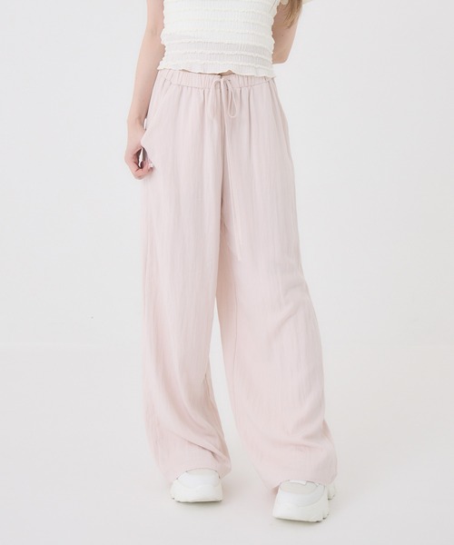 Rmine(アールマイン)の「ウエストリボンリラックスワイドパンツ(その他パンツ・レディース・ホワイト/ピンク・SMALL)」の1枚目の写真