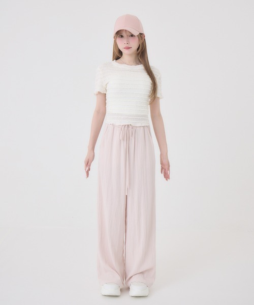 Rmine(アールマイン)の「ウエストリボンリラックスワイドパンツ(その他パンツ・レディース・ホワイト/ピンク・SMALL)」の3枚目の写真