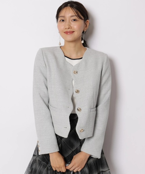 JUSGLITTY(ジャスグリッティー)の「スカラジャケット(その他アウター・レディース・ブラック/ブルー系その他3・1/2)」の1枚目の写真