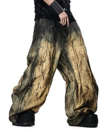 RICH（リッチ）の「【RICH】MULTI RIVET DIRT WASHED WIDE PANTS  / 【RICH】ダーティーウォッシュリベットワイドデニムパンツ（デニムパンツ）」
