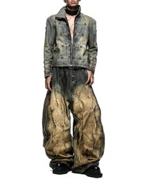 RICH（リッチ）の「【RICH】MULTI RIVET DIRT WASHED WIDE PANTS  / 【RICH】ダーティーウォッシュリベットワイドデニムパンツ（デニムパンツ）」