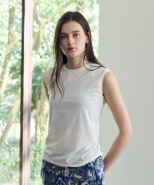 Julier Yoga and Relax(ジュリエヨガアンドリラックス)の「Julier (定番)ライトプライム ライトフィットタンクトップ(タンクトップ・レディース・ブルー/ホワイト/ネイビー・FREE)」の1枚目の写真