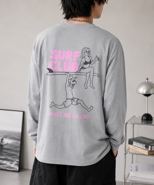 Bling Leads(ブリングリーズ)の「【Bls】 【ZM】【Bling Leads】サーフプリント アソート天竺ロンTEE(Tシャツ/カットソー・メンズ・ライトグレー・FREE)」の2枚目の写真
