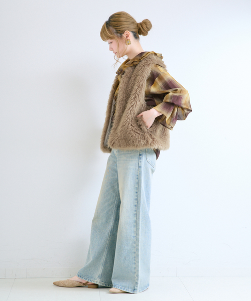 B.C STOCK(ベーセーストック)の「手洗い可 / SHEER CHECK FRILL ブラウス(シャツ/ブラウス・レディース・ブラック系その他/チョコ/ブラック・FREE)」の20枚目の写真