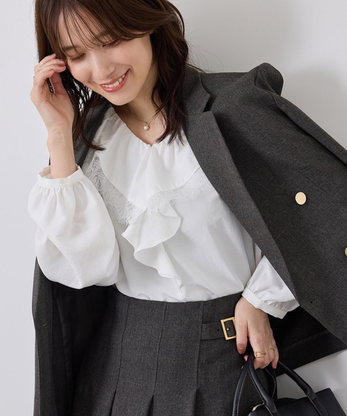 ROPE' PICNIC(ロペピクニック)の「レース使いラッフルフリルブラウス/UVカット・吸水速乾・接触冷感(シャツ/ブラウス・レディース・イエロー/ホワイト/ホワイト系その他/ブラック系その他・FREE)」の21枚目の写真