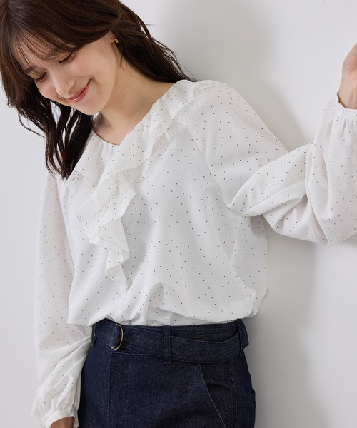 ROPE' PICNIC(ロペピクニック)の「レース使いラッフルフリルブラウス/UVカット・吸水速乾・接触冷感(シャツ/ブラウス・レディース・イエロー/ホワイト/ホワイト系その他/ブラック系その他・FREE)」の17枚目の写真