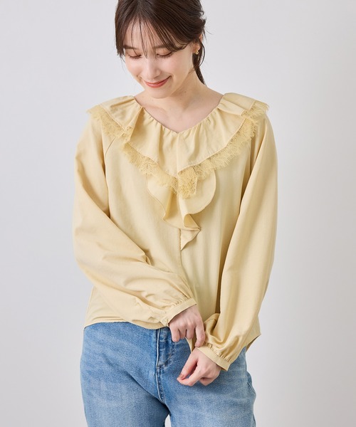 ROPE' PICNIC(ロペピクニック)の「レース使いラッフルフリルブラウス/UVカット・吸水速乾・接触冷感(シャツ/ブラウス・レディース・イエロー/ホワイト/ホワイト系その他/ブラック系その他・FREE)」の20枚目の写真