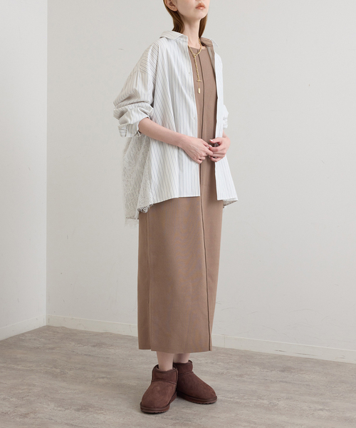 U by SPICK&SPAN(ユーバイスピックアンドスパン)の「2WAYニットロングワンピース(ワンピース・レディース・ブラック/ベージュ・FREE)」の2枚目の写真