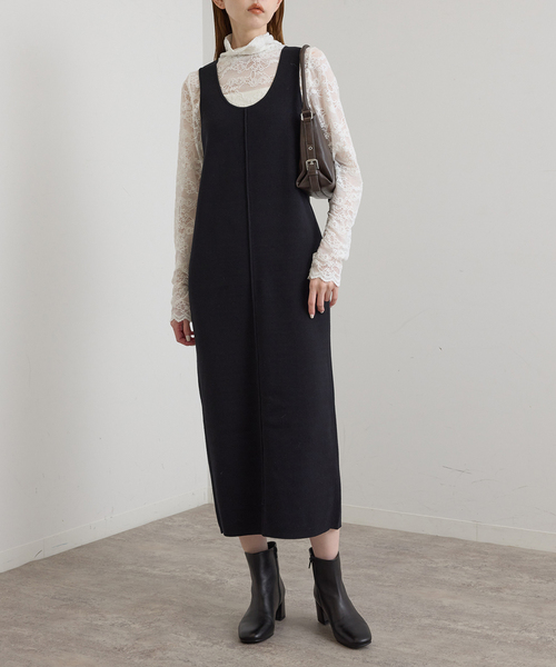 U by SPICK&SPAN(ユーバイスピックアンドスパン)の「2WAYニットロングワンピース(ワンピース・レディース・ブラック/ベージュ・FREE)」の1枚目の写真