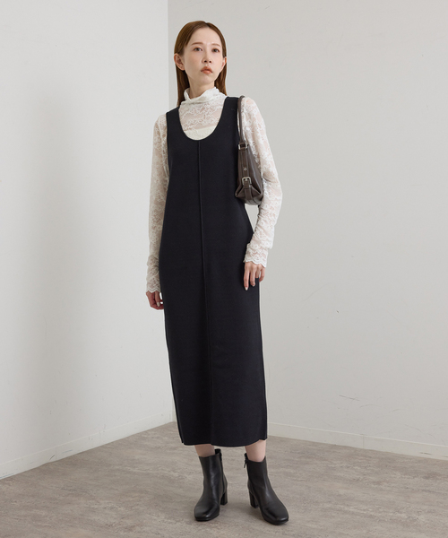 U by SPICK&SPAN(ユーバイスピックアンドスパン)の「2WAYニットロングワンピース(ワンピース・レディース・ブラック/ベージュ・FREE)」の3枚目の写真