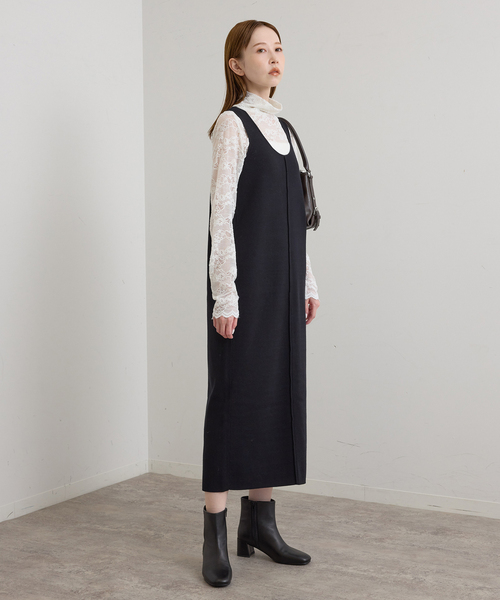 U by SPICK&SPAN(ユーバイスピックアンドスパン)の「2WAYニットロングワンピース(ワンピース・レディース・ブラック/ベージュ・FREE)」の4枚目の写真