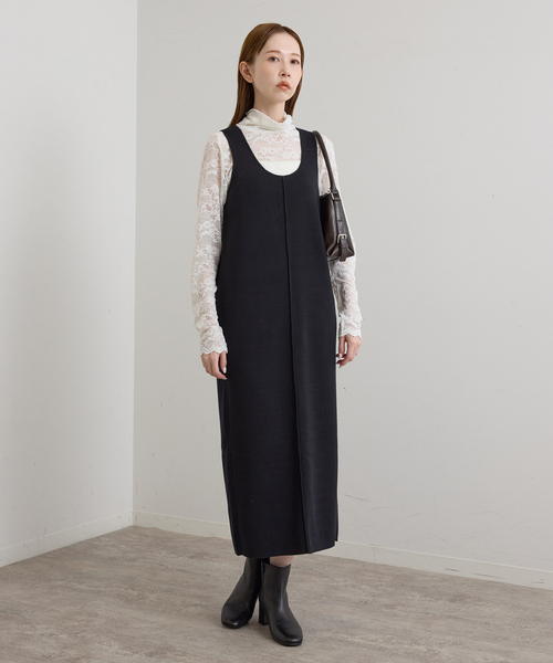 U by SPICK&SPAN(ユーバイスピックアンドスパン)の「2WAYニットロングワンピース(ワンピース・レディース・ブラック/ベージュ・FREE)」の7枚目の写真