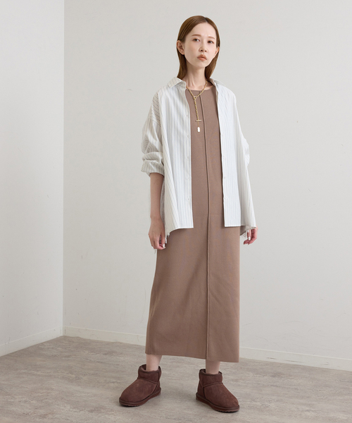 U by SPICK&SPAN(ユーバイスピックアンドスパン)の「2WAYニットロングワンピース(ワンピース・レディース・ブラック/ベージュ・FREE)」の13枚目の写真